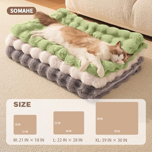 SOMAHE Soft Faux Fur Cat Blanket, Washable, Small 22x18 Fruit Green
