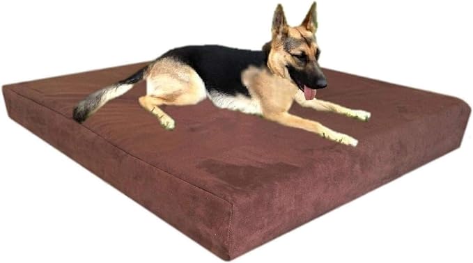 Dogbed4less Jumbo Orthopedic Cool Memory Foam Dog Bed for Extra Large Dogs with Durable Canvas Cover, Waterproof Liner and Extra Brown Microsuede Antislip Duvet, 55X47X4, Black