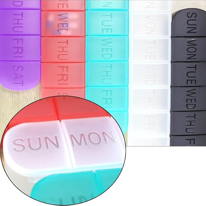 Weekly Pill Organizer, Daily Large 7 Day Vitamin Case Reminder | Matte White, Medicine Box, AM PM Capsules Dispenser Container for Medication, Nutritional Supplement, Fish Oil, Tablets, Gla