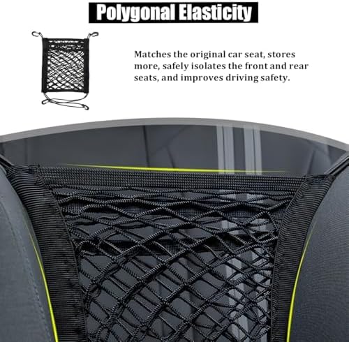 Car 3-Layer Car Mesh Organizer, Stretchable Seat Back Net Storage Pouch Pet Kids Barrier for Driving Safely, Automotive Driver Cargo Tissue Handbag Netting Holder Pocket, Universal Fit