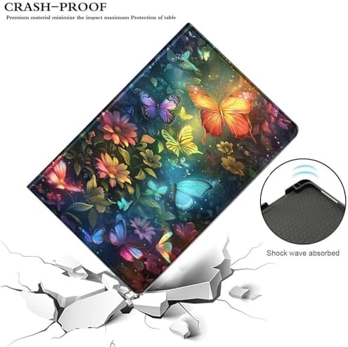 for Samsung Galaxy Tab E 9.6" Tablet Case 2015(SM-T560/T561/T565/T567),Premium Leather Folio Stand Auto Wake/Sleep,Multiple Viewing Stand,Colorful Butterflies Flowers