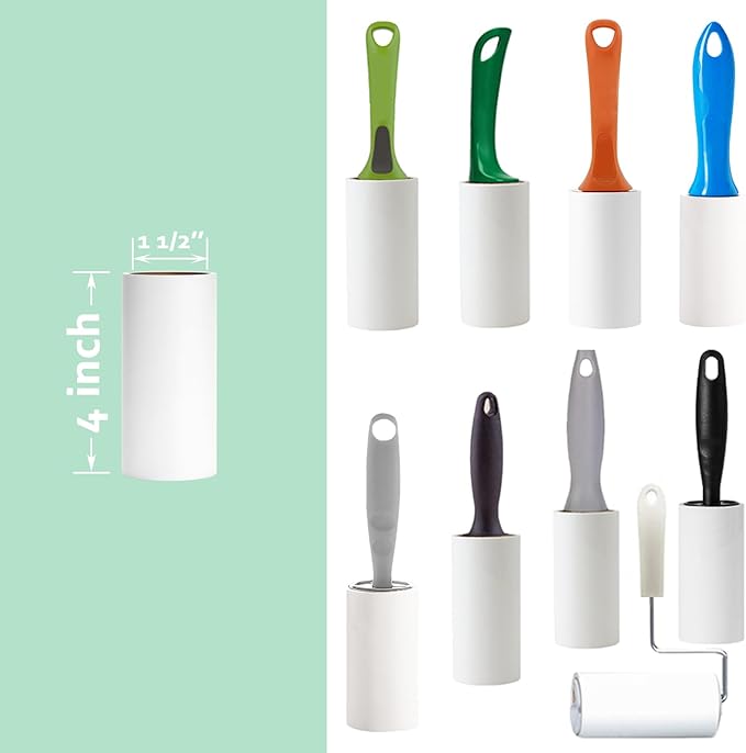 4 inch Lint Roller Refills for PetLovers Evercare Muji IKEA Bastis Amazon Lint Roller Replacement Refills 4 inch Extra Sticky 60 Sheets per Roll 5 Pack Total 300 Sheets (Inside Diameter 1-1/2 inch)