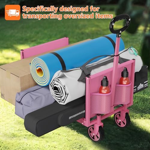 YACONA 3 in 1 Wagons Carts Foldable, 360LBS Lightweight Wagon with All Terrain Wheels, Collapsible Wagon Cart for Grocery, Camping, Beach, Garden & Sports