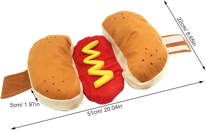 Pet Costume Hot Dog Cartoon Outfit M Cotton for Dogs and Cats | Orange Creative Role-play Wear, Lightweight Comfortable Fit, Party and Christmas Use