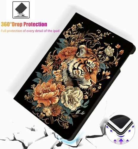 for Microsoft Surface Go 4/3/2/1-10.5" 2021 Tablet Case,Auto Wake/Sleep,Adjustable Stand Protective Cover - Tiger Floral