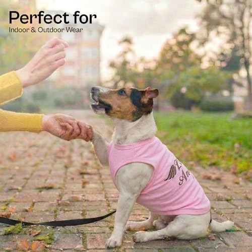 Parisian Pet Dog Shirt – 100% Cotton Lil Angel Shirts for Large Dogs – Pink Sleeveless Puppy Clothes – Breathable and Lightweight Girl Dog Clothes - Stretchy Pet Apparel - Summer Tshirts for Dogs