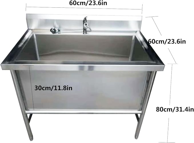 Professional Stainless Steel Dog Bathtub, Dog Pet Washing Grooming Station for Home, Dog Wash Sink Station for Large & Medium Dogs,Deep:30cm,60X60cm/23.6X23.6in