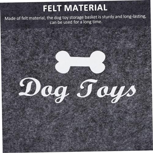 CHILDWEET Felt Dog Toy Storage Basket Stylish Pet Toy Organizer Two Side Handles Design for Easy Carrying for Living Room Bedroom and Outdoor Use