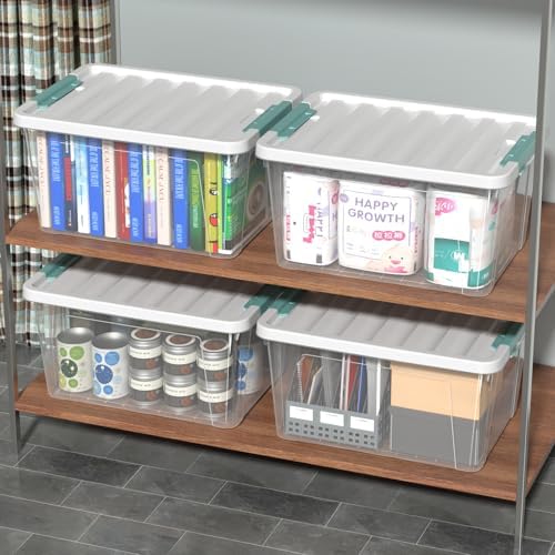 Sandmovie 36 Quart Large Clear Storage Bins, Plastic Storage Box, 6 Packs
