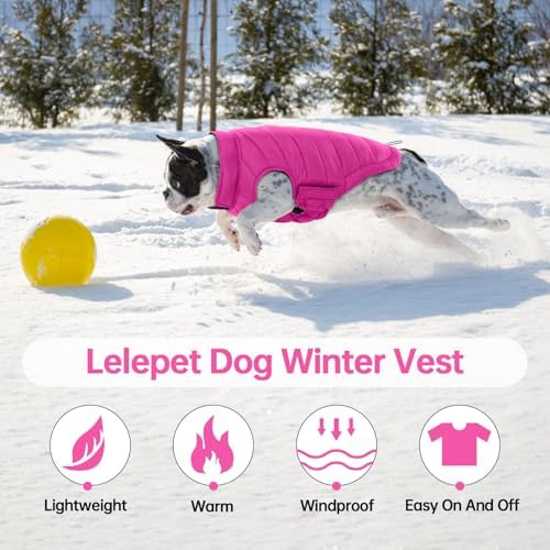 Lelepet Reversible Dog Coat Windproof Dog Puffer Jacket Lightweight Vest
