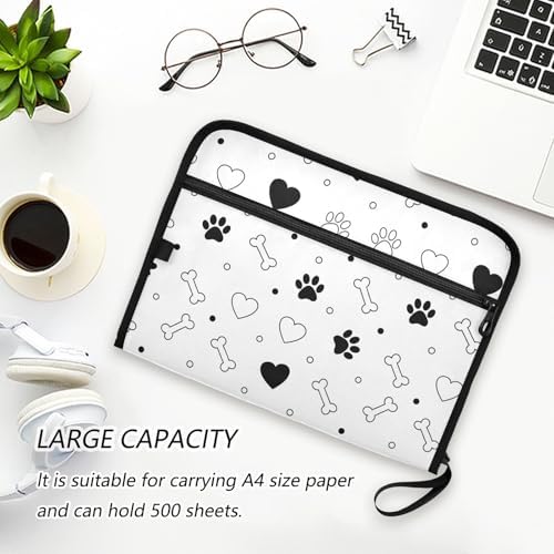 Pet Valentines Paw White Print 13-Pocket Accordion File Organizer, Water-Resistant Document Folder with Labels, Portable Expanding File Box for Home Office School, A4 Size