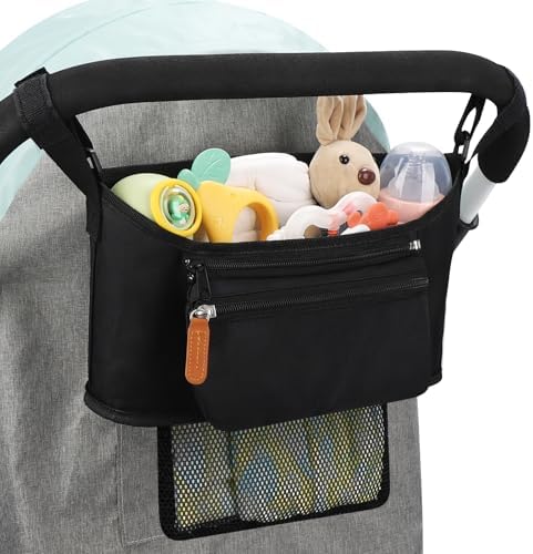 Accmor Universal Stroller Organizer with Detachable Phone Bag and Diaper Pocket, Stroller Bag Caddy Organizer Stroller Accessories for Uppababy, Baby Jogger, Nuna, Doona, Britax Strollers