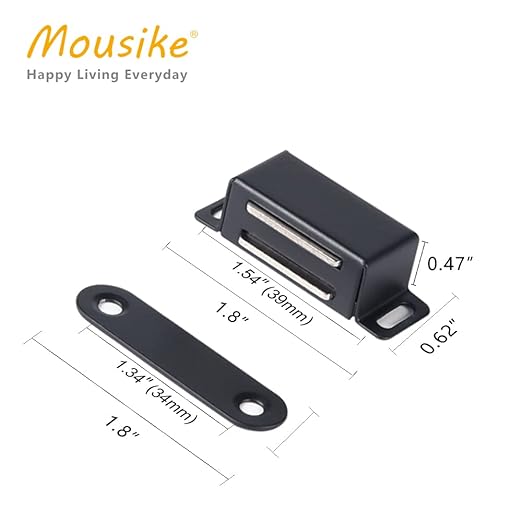 Cabinet Magnets Magnetic Door Catch Stainless Steel Door Magnet for Kitchen Bathroom Cupboard Wardrobe Closet Closures Cabinet Door Drawer Latch 20 lbs (Black 8Pack)