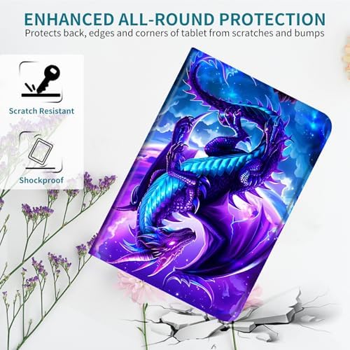Case for Samsung Galaxy Tab A 10.1" 2016 SM-T580/T585/T587, 360 Degree Rotating Stand with Multi-Angle Vertical & Horizontal Viewing Shockproof Shell for Women Men, Galaxy Purple Dragon