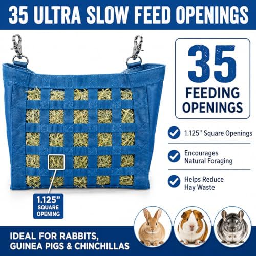 Rabbit & Guinea Pig Hay Bag Feeder with Super Tough Bottom® Design | Small 10.5" x 9" x 5" Hay Feeder | Organized Feeding | Made in USA Design (Purple, Small 10.5" x 9" x 5")