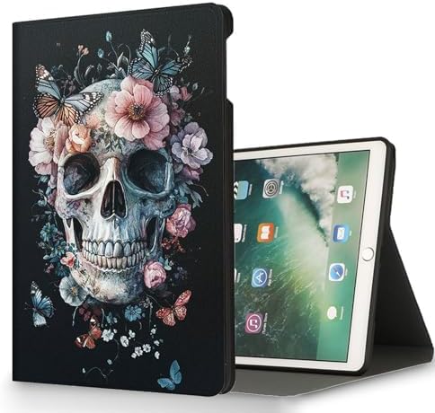 for Microsoft Surface Pro X/Pro X Plus-13 2019/2020/2021/2024 Tablet Case,Auto Wake/Sleep,Adjustable Stand Protective Cover - Skull Flower