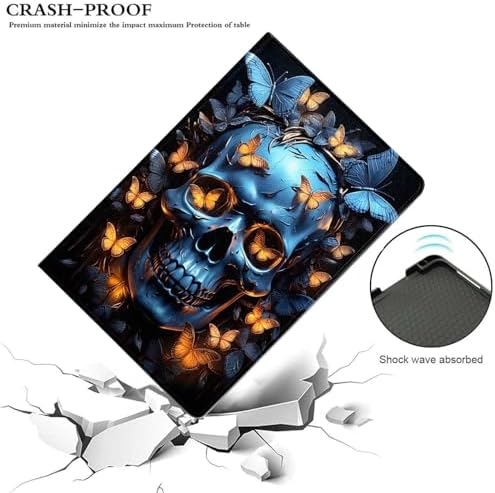 for Samsung Galaxy Tab S5e Case 2019 10.5”Model SM-T720/T725,Premium Leather Folio Stand Auto Wake/Sleep,Multiple Viewing Stand,Skulls and Butterflies