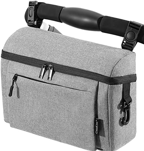 Universal Baby Stroller Organizer Large Space with Insulated Cup Holder Detachable Diaper Bag Adjustable Shoulder Strap Fits All Strollers (grey)