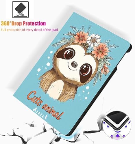 for Microsoft Surface Go 4/3/2/1-10.5" 2021 Tablet Case,Auto Wake/Sleep,Adjustable Stand Protective Cover - Cute Sloth Floral