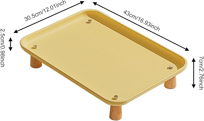 Elevated Pet Feeder Stand for Automatic Cat & Dog Feeders, Wood and Metal Raised Shelf, 16.93 x 12.01 x 2.76 in, Yellow