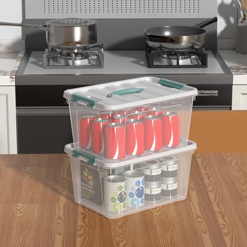 Sandmovie 6-Pack 14-Quart Clear Plastic Storage Bins with Latching Lid & Handle – Stackable Organizer Boxes for Home, Closet, Pantry