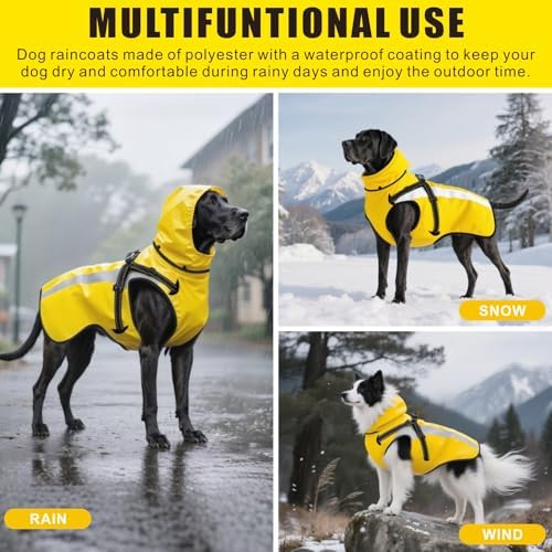 Dog Raincoat Waterproof Raincoats for Dog Reflective Dogs Rain Jackets with Hood Hoodie Pet Rain Poncho Coat for Small Medium Large Dogs Puppies S-XXL (Yellow, XL)