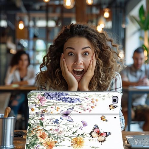 for Microsoft Surface Pro X/Pro X Plus-13 2019/2020/2021/2024 Tablet Case,Auto Wake/Sleep,Adjustable Stand Protective Cover - Watercolor Butterfly Flower