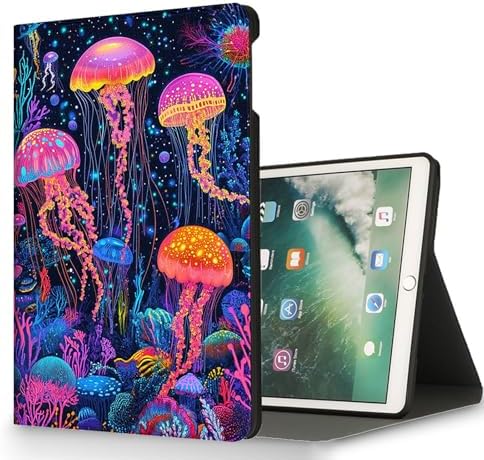for Microsoft Surface Pro 8-13" 2021 Tablet Case,Auto Wake/Sleep,Adjustable Stand Protective Cover - Neon Jellyfish