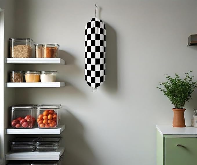 Plastic Bag Holder, Wall Mount Plastic Bag Organizer Dispenser Organizer for Home Kitchen(Check)