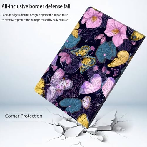 Bxgolkgd Tablet Case for Samsung Galaxy Tab A9 8.7 Inch 2023(SM-X110/X115/X117),Shockproof Stand Cover with Heat Dissipation,Auto Wake/Sleep Function,Butterfly Floral
