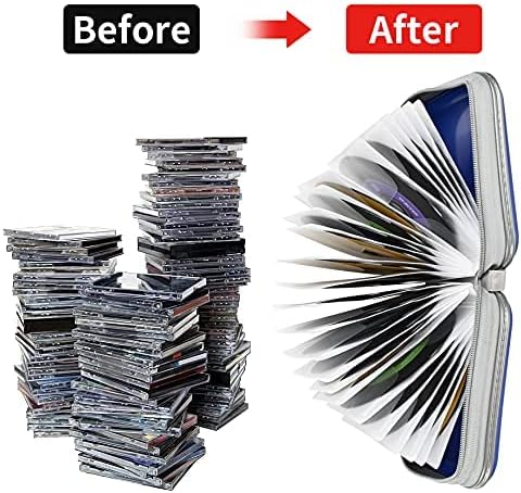 UENTIP CD Case for Car,48 Capacity DVD storage Organizer For Home Travel | CD Holder DVD Case, Smooth Double Zipper, Hard Plastic Shell, Scratch-Resistant, Slip-Resistant Tab, Blu-ray/CD/DVD Storage