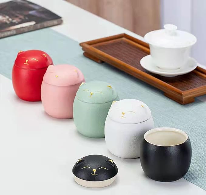 Ceramic Jar Cat Candy Dish Sugar Bowl Storage Jar Canister with Seal Lid