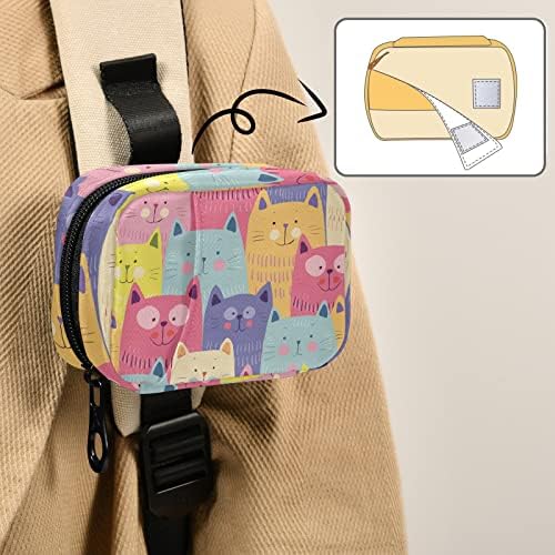 Colorful Cat Pill Box 7 Day Pill Case Travel Pill Organizer Bag with Zipper Portable Weekly Case Compact Size for Vitamin Supplement Holder