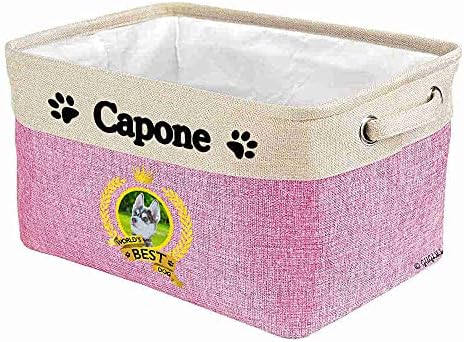 Custom Name Collapsible Dog Toy Storage Basket Bin World's Best Dog Lovely Husky Foldable Pet Toy Box Closet Shelf Baskets Organizer for Bedroom Home Dog Cat with Handles Pink