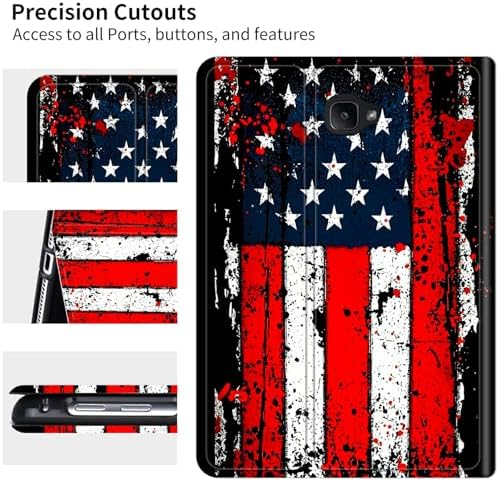 for Samsung Galaxy Tab A 10.1" 2016 SM-T580/T585/T587 Case | Slim Leather Smart Cover with Multi-Angle Anti-Slip Stand [Auto Wake/Sleep] Shell for Women Men - Vintage Black Flag