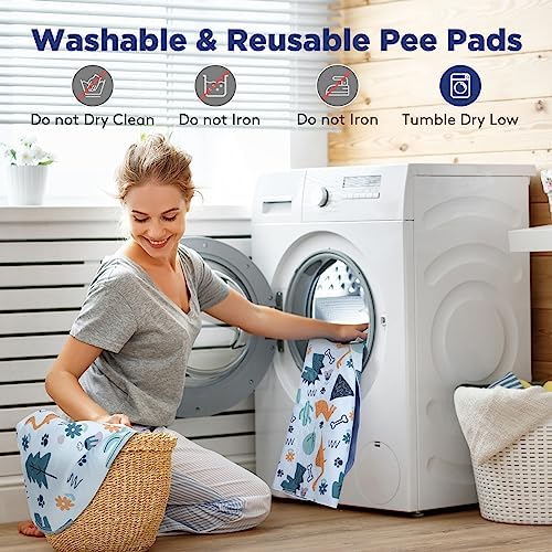 FURTIME Washable Pee Pads for Dogs, Super Absorbent, 2 Pack 48"x48" Blue | Reusable Pads for Dog Training Pads, 100% Waterproof Non-Slip Pee Pads Whelping Pads Dog Playpen Pads Crate Mat Bed Pads