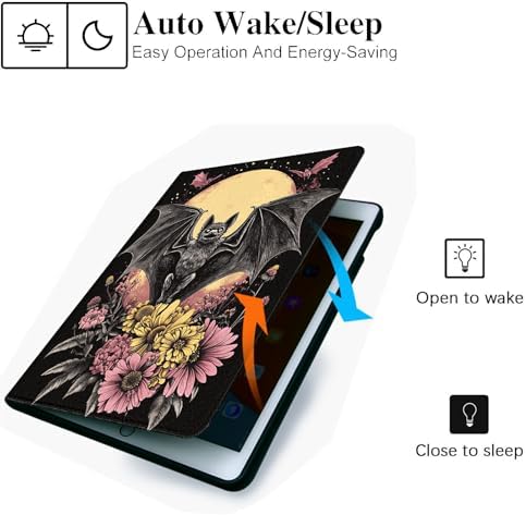 for Microsoft Surface Pro X/Pro X Plus-13 2019/2020/2021/2024 Tablet Case,Auto Wake/Sleep,Adjustable Stand Protective Cover - Bat Moon