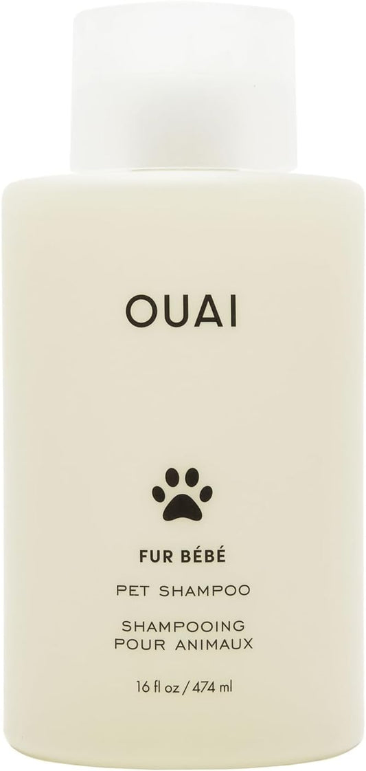 OUAI Fur Bébé Pet Shampoo - Cat & Dog Shampoo for Gentle Cleansing, Hydration & Shine - Vegan & Cruelty-Free Pet Supplies with Aloe Vera & Panthenol - Mercer Street Scent (16 Fl oz)
