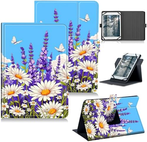 Universal Case for T-Mobile Revvl Tab 2 10.1" Model:9185W 2025/Revvl Tab 5G 10.36" 2023, 360 Degree Rotating Kickstand Protective Stand Leather Shell Cover for 9"-10.5", Blue Sky Lavender