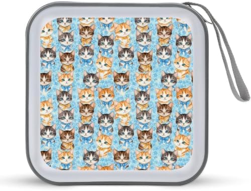 DVD Storage Disc Wallet Kitten Cats DVD Holder Protective Binder | CD Organizer with Portable Carry Handle, Hard Shell Plastic, 40 Capacity, Kitten Cats