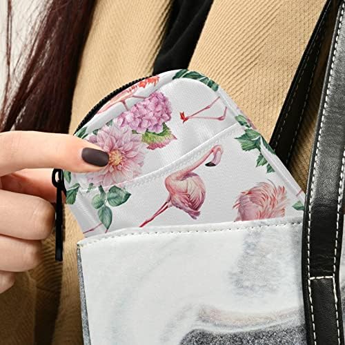 Hydrangea Flower Flamingo Pill Box 7 Day Pill Case Travel Pill Organizer Bag with Zipper Portable Weekly Case Compact Size for Vitamin Supplement Holder