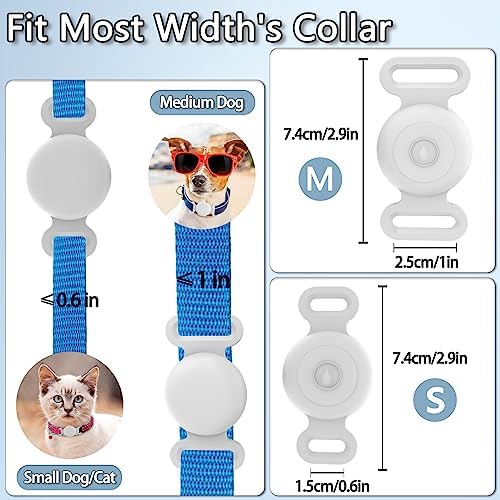 Waterproof Dog Collar with Airtag (1st & 2nd Gen) Holder, 1 Pack | Lightweight Silicone Hidden AirTag Holder for Dog Collar, Anti-Lost AirTag Case for Pet Cat Dog (White)