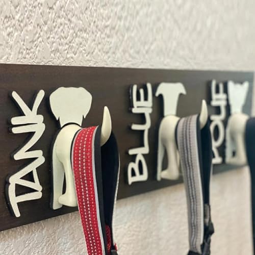 Personalized Dog Leash Holder Custom Dog Leash Holder Wood Leash Holder Leash Hanger Dog Name Leash Holder Laser Cut Leash Holder (9.75 * 9.72in/25 * 25cm/1dog)
