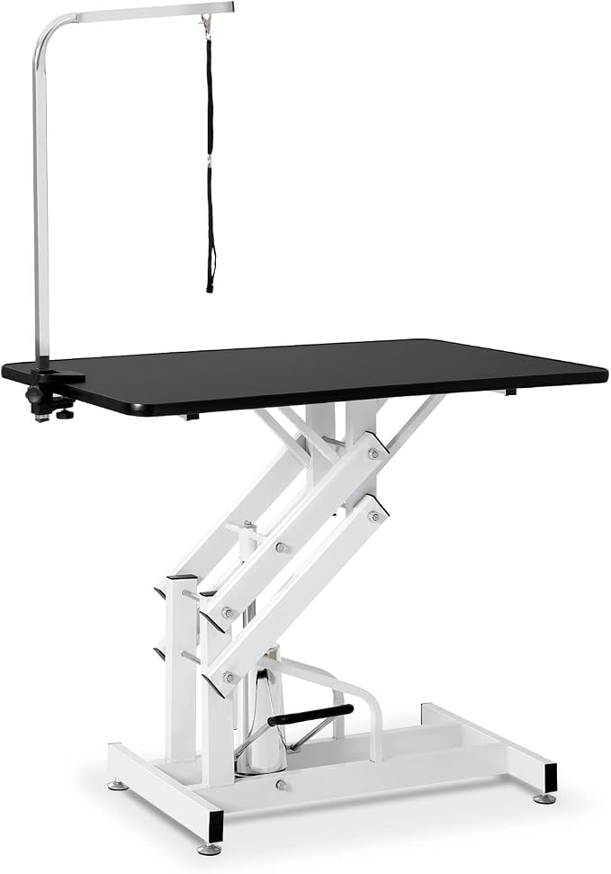 SoarFlash 42.5" Pet Dog Grooming Table,Heavy Duty Hydraulic Grooming Table for Dogs&Cats,Big Size with Adjustable Arm Noose,Maximum Capacity Up to 400lbs (Black)