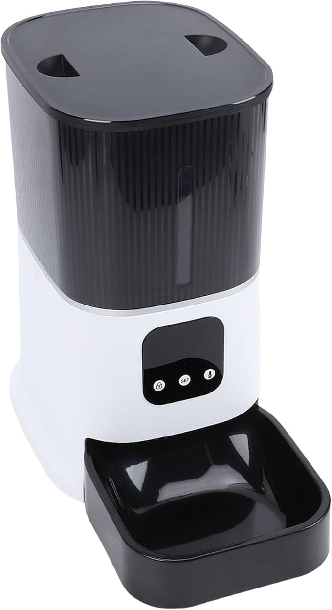 Jiawu Automatic Cat Feeder, 6L WiFi Smart Remote Control Timed Pet Food Dispenser with Transparent Storage Bin for Home