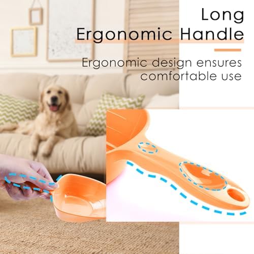 Melamine Pet Food Measuring Scoop, 1 Cup 1/2 Cup 1/4 Cup with Clear Measurement Lines for Dog, Cat, Bird, and Rabbit, Durable, Ergonomic Handle, Dishwasher safe-Orange & Baby Blue
