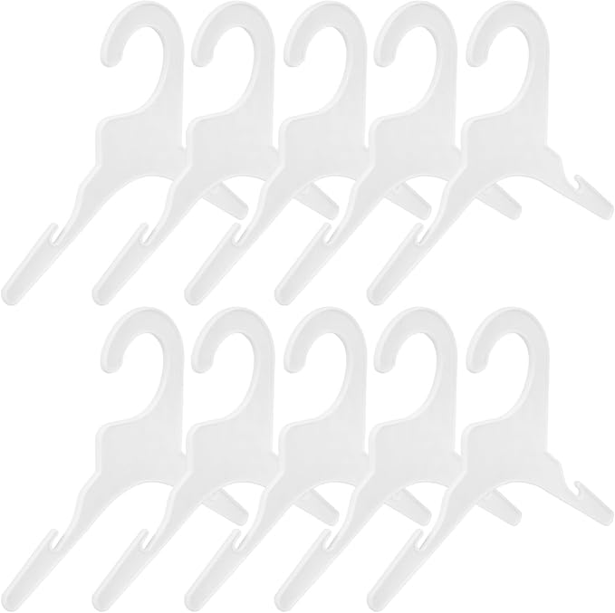 10pcs Small Plastic Pet Clothes Hangers Sturdy Puppy and Cat Coat Drying Rack Organizers for Dog Apparel Storage in White
