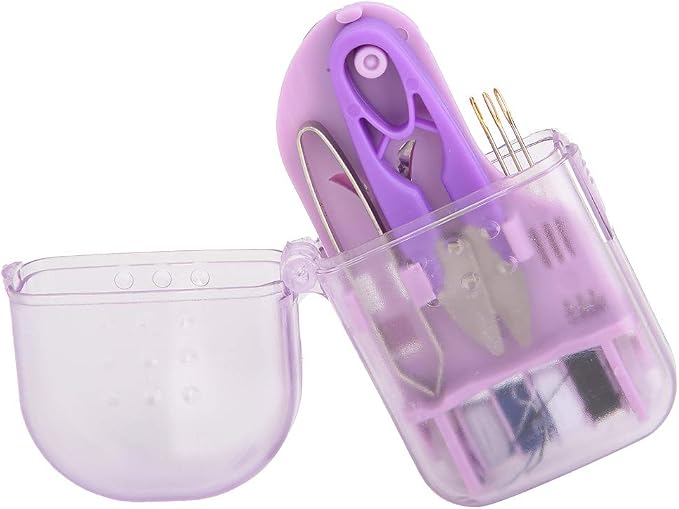 Sewing Tools Kit Mini Sewing Box Mini Sewing Kit Travel Sewing Kit Travel Sewing Box Sewing Thread Organizer Mini Needle and Thread Sewing Tool Set, Needle Thread Scissors Set, Home Use(Purple)