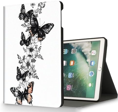 for Microsoft Surface Pro 11/10/9-13" 2024/2022 Tablet Case,Auto Wake/Sleep,Adjustable Stand Protective Cover - Black Butterfly Flower