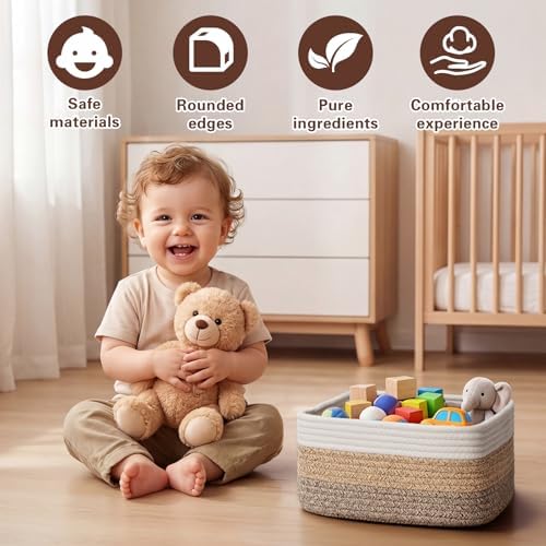 Storage Baskets for Shelves, 2 Pack Shallow Basket
